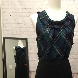 Talbots plaid tank blouse size 12